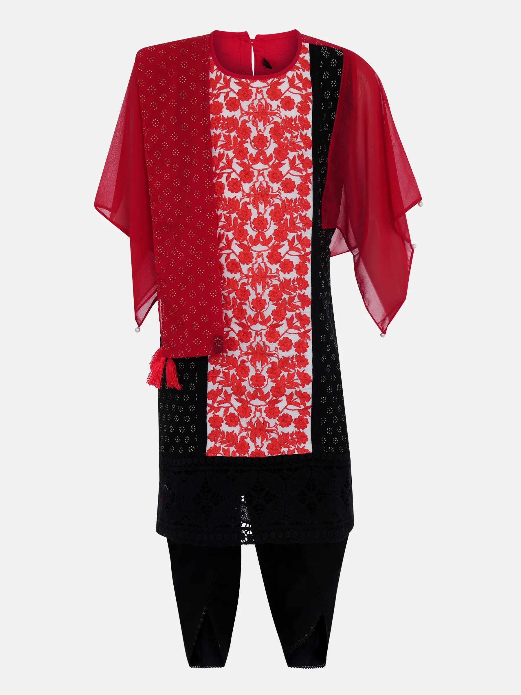 Black Printed and Embroidered Linen Shalwar Kameez Set
